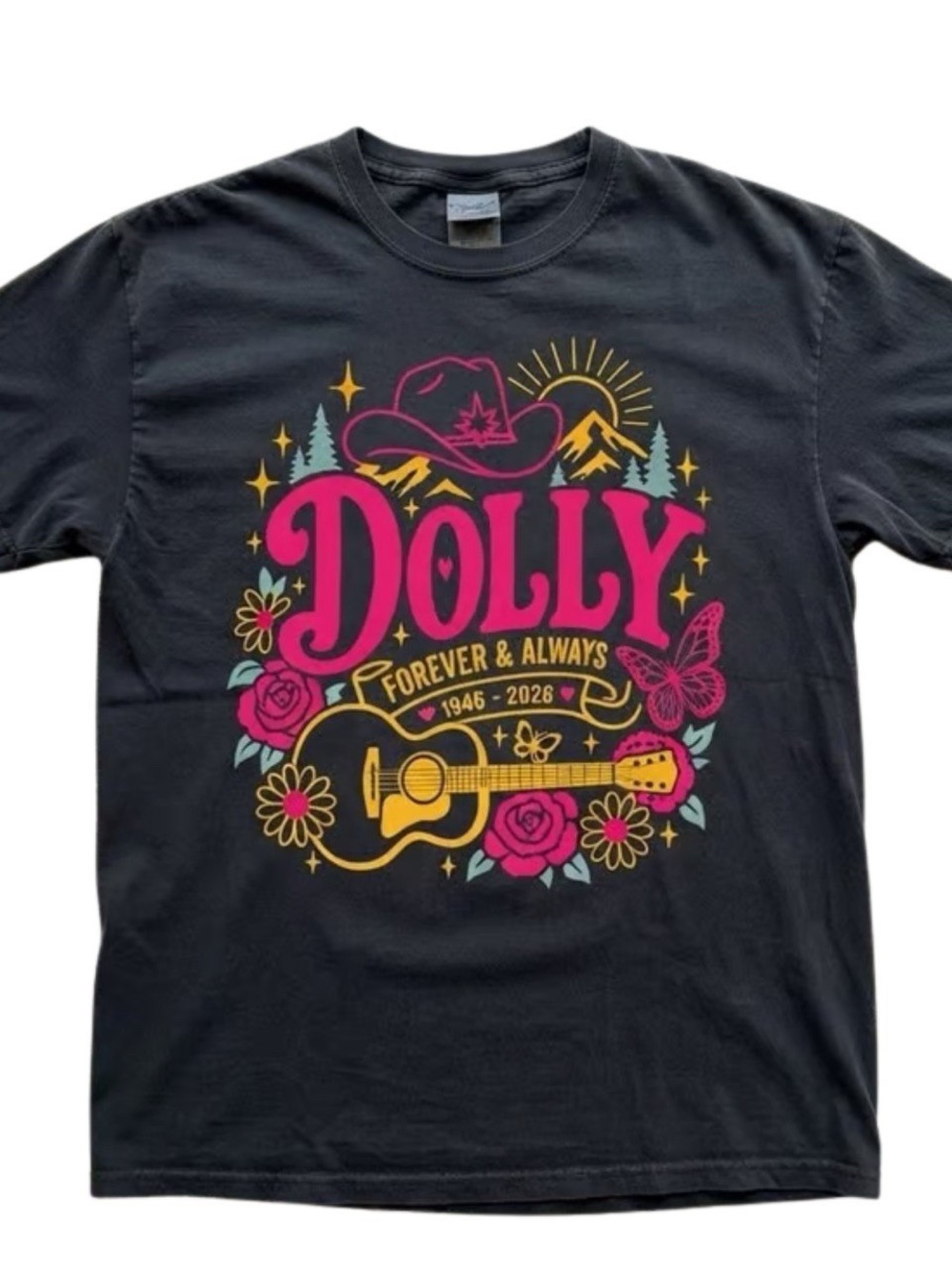 Gildan Black Dolly Parton Forever and Always Graphic Tee